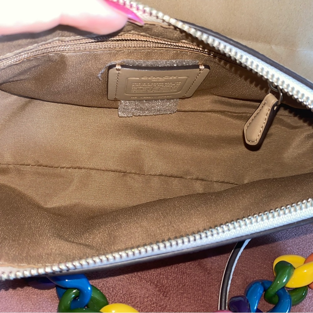 COACH Charlotte Shoulder Bag - White Rainbow Resin Chain - Picture 2 of 5